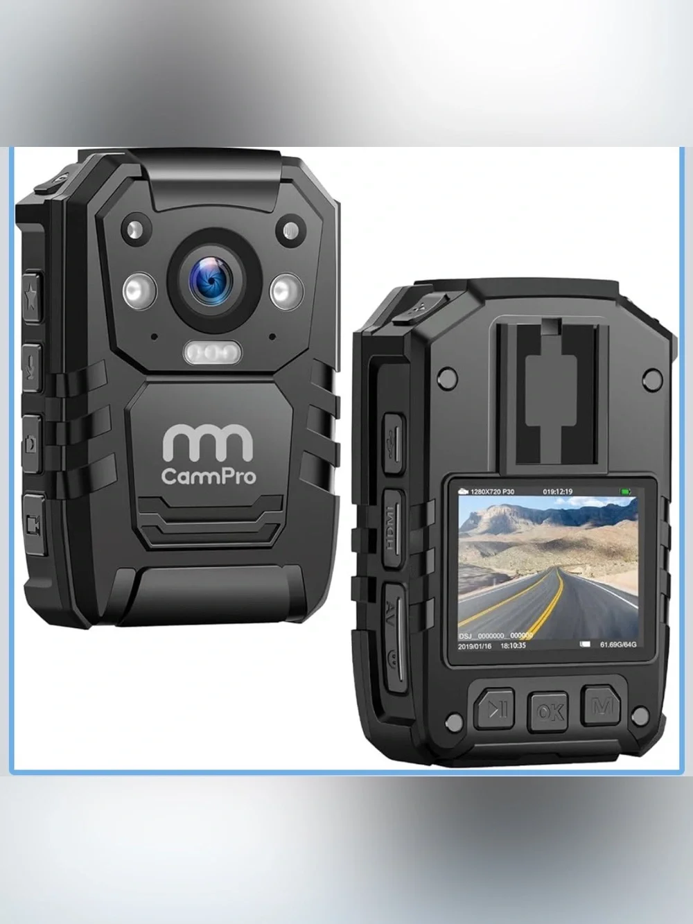 1296P HD Police Body Camera,128G Memory,CammPro I826 Premium Portable BodyCamera